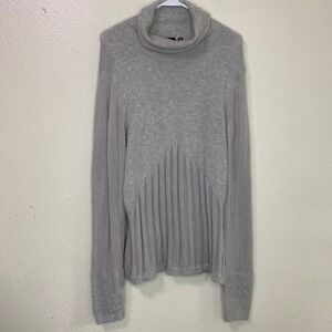 BCBGMAXAZRIA Gray Angora Wool Blend Turtleneck Mixed Knit Sweater Womens Size XL